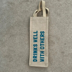 Wine canvas bag drinks well with others tan handle alcohol bag